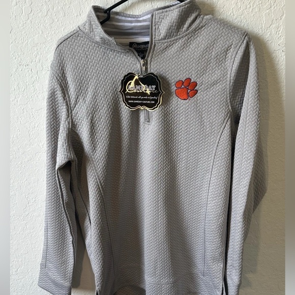 Women’s Large Clemson Tigers GAMEDAY COUTURE 1/4 Zip Gray Jacket NWT - Picture 1 of 5